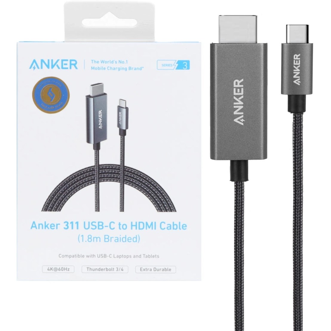 کابل HDMI انکر مدل A87E0H12 طول ۱.۸ متر
