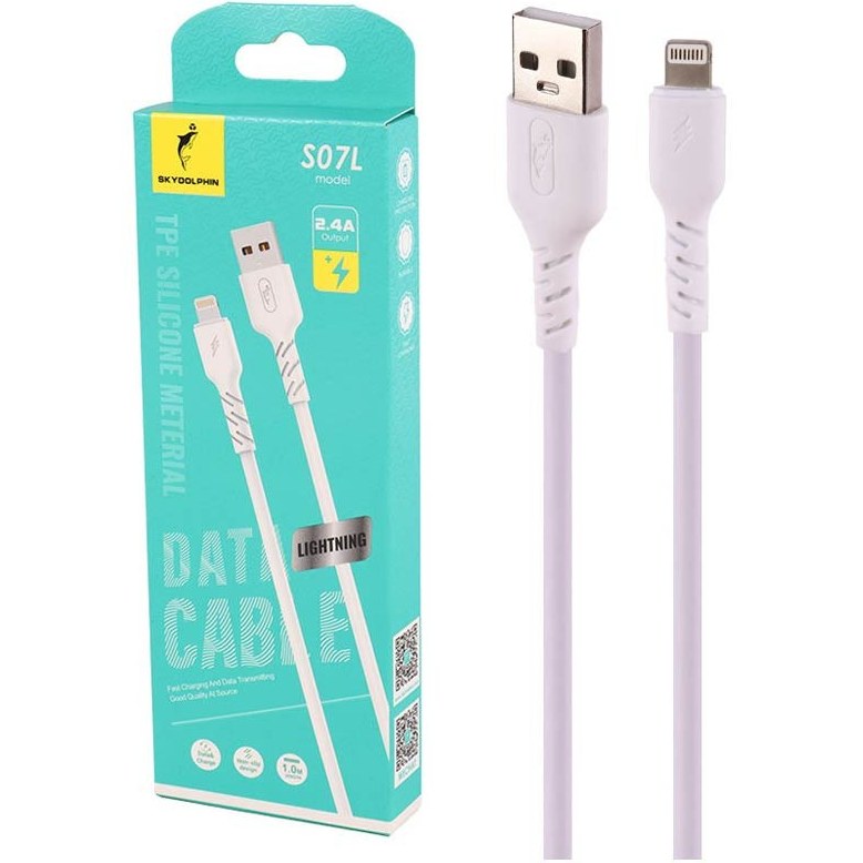 کابل لایتنینگ فست شارژ 2.4 آمپر اسکای دلفین S07L طول 1 متر ایفونی