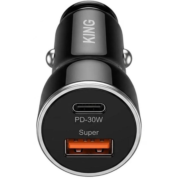 شارژر فندکی FAST مدل KING K-20 با توان 30 وات PD و خروجیهای Type-C و USB-A