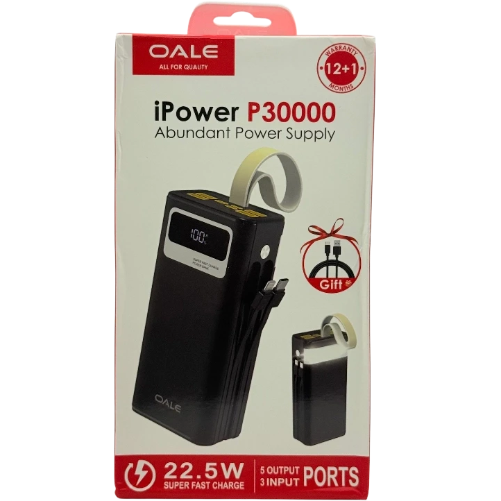 پاوربانک 22.5 وات اوالب مدل ipower P30000 ظرفیت 30000 میلی آمپر ساعت