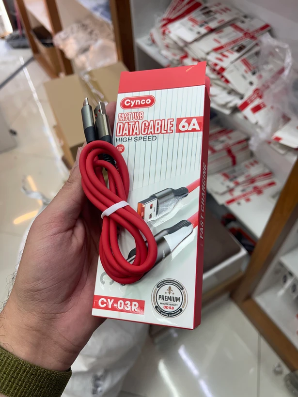 کابل شارژ تایپ سی cynco 03 قرمز ( 6 ماه گارانتی)